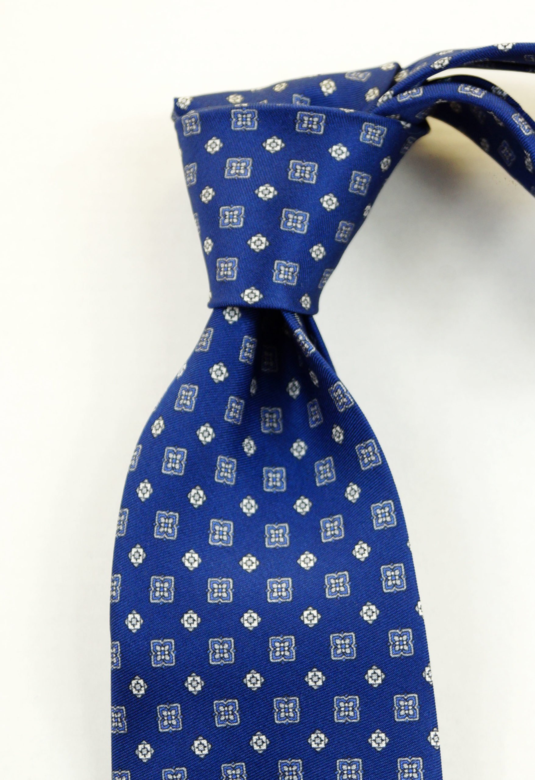 Blue Tie Small Medallions Printed Silk - Sartoria Gallo